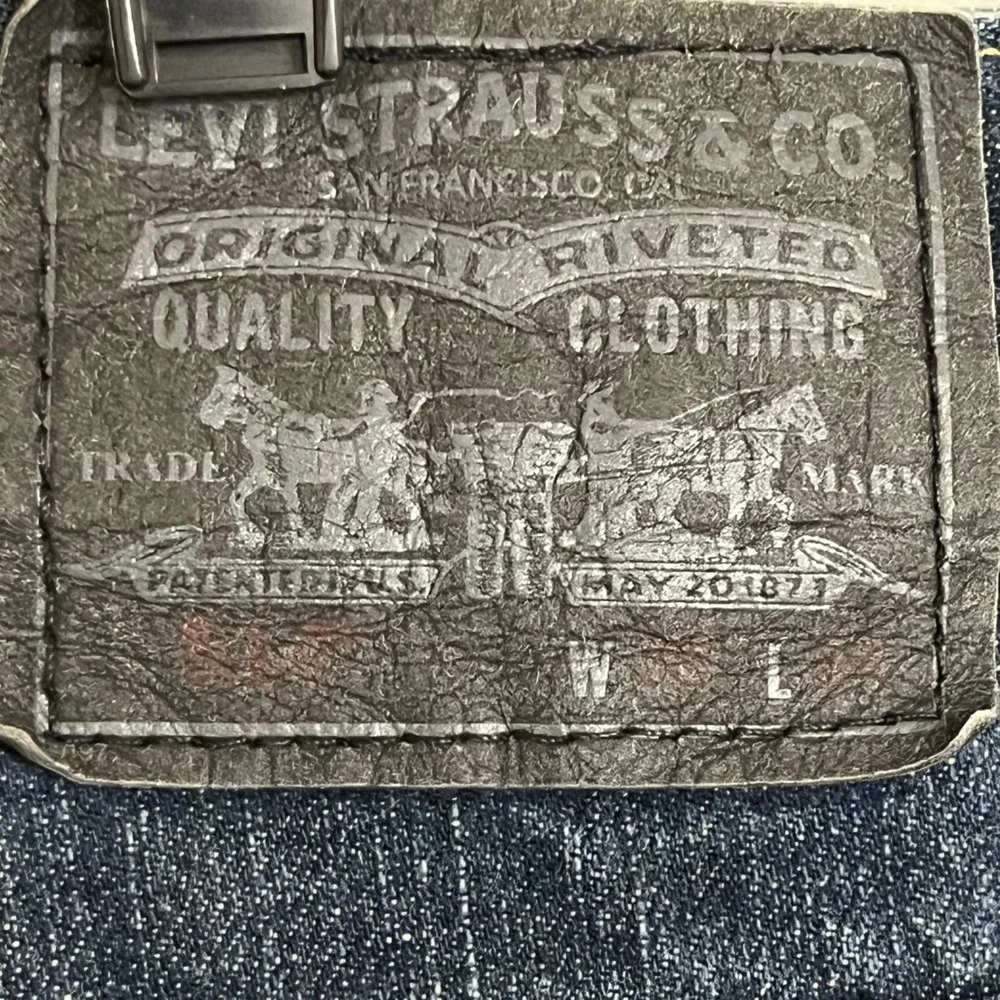 Levis 514 Slim Straight Leg Jeans Mens 38x34 Dark‎ Wash Blue Flap Pocket Denim
